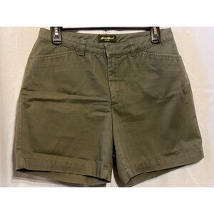 Eddie Bauer Womens Olive Green Casual Shorts Size 6/8 Cotton & Spandex Blend Cla